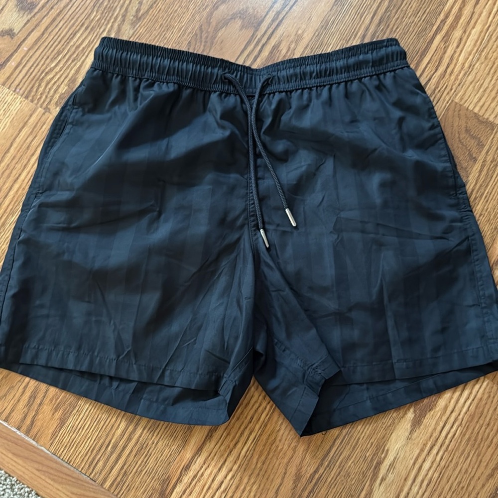 Jared Lang Black Lined Swim Shorts size Medium New Without Tags 5”